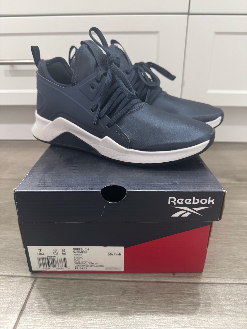 Reebok Women's Navy and White Running Sneakers